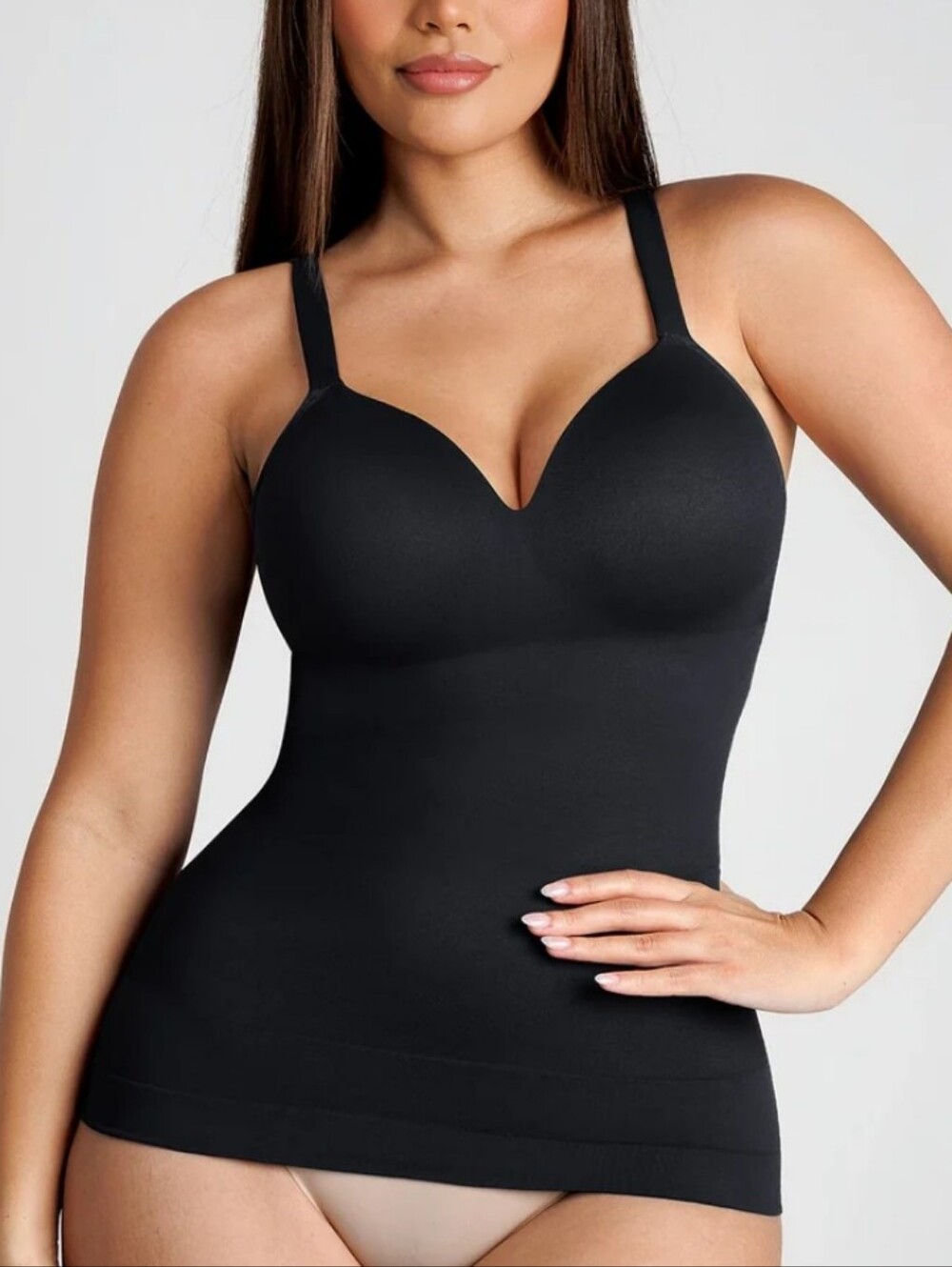 Black Seamless Built-In Bra Cami Top